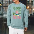 Plant A Seed Read Reading Summer 2026 Teacher Librarian Book Raglan Sleeve Sweatshirt Cardinal
