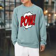 POW Comic Art Book Superhero Bubble Cartoon T-Shirt Raglan Sleeve Sweatshirt Cardinal
