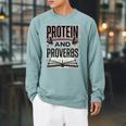 Protein And Proverbs Protein Workout Wisdom Book Lover Gym Raglan Sleeve Sweatshirt Cardinal