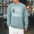 Puggle Avid Book Reader Dog Mom Raglan Sleeve Sweatshirt Cardinal