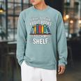 Pun When I Think About Books I Touch My Shelf Humor Raglan Sleeve Sweatshirt Cardinal