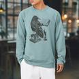 Raven Crow Reading a Magic Book Wizard Animal Bird Reader Raglan Sleeve Sweatshirt Cardinal