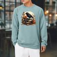 Raven Reading Book Occult Crow Raglan Sleeve Sweatshirt Cardinal