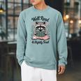 Well Read & Slightly Feral Raccoon Book Women Raglan Sleeve Sweatshirt Cardinal