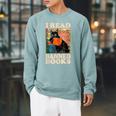 I Read Banned Books Cat Reader Bookworm Raglan Sleeve Sweatshirt Cardinal