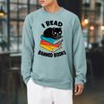 I Read Banned Books Tshirt Cat Reader Bookworm Women Raglan Sleeve Sweatshirt Cardinal