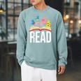 Read Book Cute School Teacher Librarian Elephant Pigeon Raglan Sleeve Sweatshirt Cardinal