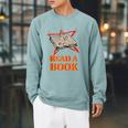 Read a Book Pentagram Satan Occult Goth Satanic Raglan Sleeve Sweatshirt Cardinal Read a Book Pentagram Satan Occult Goth Satanic Raglan Sleeve Sweatshirt Cardinal