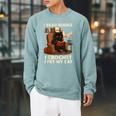 Read Books Crochet & Pet Lazy Cat Coffee Raglan Sleeve Sweatshirt Cardinal