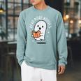 Read More Books Cute Ghost Halloween Teacher Raglan Sleeve Sweatshirt Cardinal