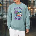 Read More Books Floral Book Reader Art Reading Lover Quote Raglan Sleeve Sweatshirt Cardinal