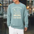 Read Books Be Kind Stay Weird Inspirational Bookworm Raglan Sleeve Sweatshirt Cardinal