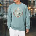 Read Books Be Kind Stay Weird Skull Bookish Boho Cute Raglan Sleeve Sweatshirt Cardinal
