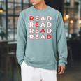 Read Books Library Bookworm Librarian Book Lover Raglan Sleeve Sweatshirt Cardinal