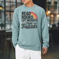Read Books Lift Weights Fight Fascists Bookworm Book Lover Raglan Sleeve Sweatshirt Cardinal
