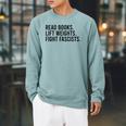 Read Books Lift Weights Fight Fascists Reading Activism Raglan Sleeve Sweatshirt Cardinal Read Books Lift Weights Fight Fascists Reading Activism Raglan Sleeve Sweatshirt Cardinal