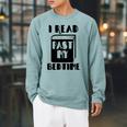 I Read Past My Bedtime Book Reader Raglan Sleeve Sweatshirt Cardinal