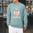 Read Past Bedtime Books Reader Book Reading Bookworm Author Raglan Sleeve Sweatshirt Cardinal