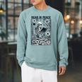Read In Peace Book Lover Bookworm Skeleton Book Lover Performance Raglan Sleeve Sweatshirt Cardinal