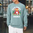 Read S'More Books Camping Marshmallow Outdoor Reading Raglan Sleeve Sweatshirt Cardinal