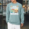 Read S'More Books Camping Reading Bookworm Book Lover Raglan Sleeve Sweatshirt Cardinal