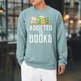 Reader & Library Apparel Addicted To Books Book Lover Raglan Sleeve Sweatshirt Cardinal