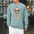 Take Me To Your Reader Cute Kawaii Alien Book Lover Pun Raglan Sleeve Sweatshirt Cardinal Take Me To Your Reader Cute Kawaii Alien Book Lover Pun Raglan Sleeve Sweatshirt Cardinal