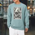 The Reader Skeleton Book Lover Tarot Card Reading Book Raglan Sleeve Sweatshirt Cardinal