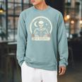 The Reader Tarot Skeleton Gothic Bookish Book Reading Lover Raglan Sleeve Sweatshirt Cardinal