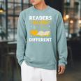 Readers Glow Different Book Lover Reading Premium Tri-Blend Raglan Sleeve Sweatshirt Cardinal