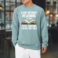 Reading Art For Men Women Reading Book Lover Bookworm Small Raglan Sleeve Sweatshirt Cardinal