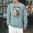 Reading Book Lover Bookish I Like Books More Than People Raglan Sleeve Sweatshirt Cardinal