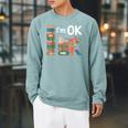 Reading Book Lover I'm Ok Bookworm Librarian Reader Raglan Sleeve Sweatshirt Cardinal