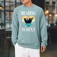 Reading Books In Bathtub Bathing Sexy Bookworm Reading Rats Raglan Sleeve Sweatshirt Cardinal