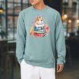 Reading Books Booklover Hamster And Watercolor Books Raglan Sleeve Sweatshirt Cardinal