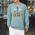 Reading Books I'm Ok National Book Lovers Lights Christmas Raglan Sleeve Sweatshirt Cardinal
