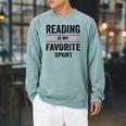 Reading Is My Favorite Sport Book Lover Quote Raglan Sleeve Sweatshirt Cardinal