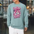 Reading Is My Favorite Sport Pink Bow Coquette Book Lover Raglan Sleeve Sweatshirt Cardinal