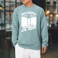 Reading Is Lit Book Lover Raglan Sleeve Sweatshirt Cardinal
