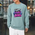 Reading Meme I Lift So I Can Carry More Books Raglan Sleeve Sweatshirt Cardinal