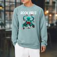 Reading For Men Women Octopus Books Geek Read Learning Raglan Sleeve Sweatshirt Cardinal