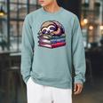 Reading Muffler Sloth On Stack Of Books Premium Tri-Blend Raglan Sleeve Sweatshirt Cardinal Reading Muffler Sloth On Stack Of Books Premium Tri-Blend Raglan Sleeve Sweatshirt Cardinal