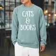 Reading Quote Cats & Books Reader Librarian Cat Mom Kitten Raglan Sleeve Sweatshirt Cardinal
