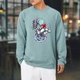 Reading Read Books Reader Nerd Cartoon Astronaut Moon Raglan Sleeve Sweatshirt Cardinal