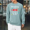 Reading Is a Ticket To Wherever Fun Book Reading Quote Raglan Sleeve Sweatshirt Cardinal Reading Is a Ticket To Wherever Fun Book Reading Quote Raglan Sleeve Sweatshirt Cardinal