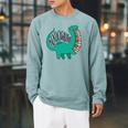 Readosaurus Cute Dinosaur Reading Books Reading Raglan Sleeve Sweatshirt Cardinal