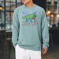 Readsaurus Reader Book Tyrannosaurus T-Rex Dinosaur Jurassic Raglan Sleeve Sweatshirt Cardinal