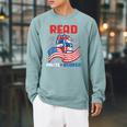 Red And Booked 4th Of July Patriotic Book Lover Art Raglan Sleeve Sweatshirt Cardinal Red And Booked 4th Of July Patriotic Book Lover Art Raglan Sleeve Sweatshirt Cardinal