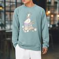 Retro Book SLP Goose On The Loose Speech Language Pathology Raglan Sleeve Sweatshirt Cardinal
