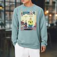 Retro Vintage Distressed Comic Book Humor Original Print Raglan Sleeve Sweatshirt Cardinal